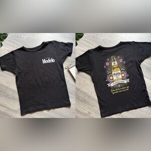 Modelo Cerveza Graphic Black Retro Baby Tee T-Shirt. Size XS